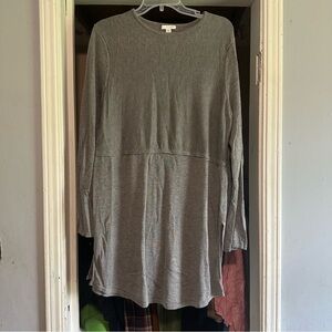 J. Jill Womens Sz L Tall Grace Sweater Dress Tunic Gray Long Sleeve Wool Blend